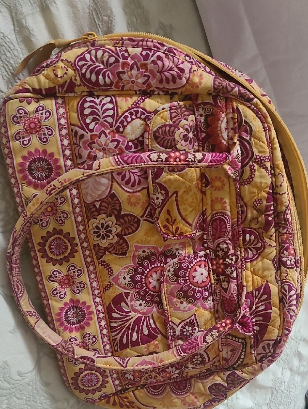 Vera Bradley Quilted Shoulder Tote in Yellow and Pink Floral - Picture 5 of 5